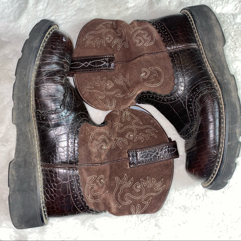 Ariat Fatbaby Brown Gator Print Western Boots Womens 9B NOT FOR RIDING
